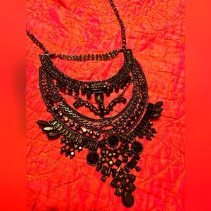 Black rhinestone Gothic Bib necklace